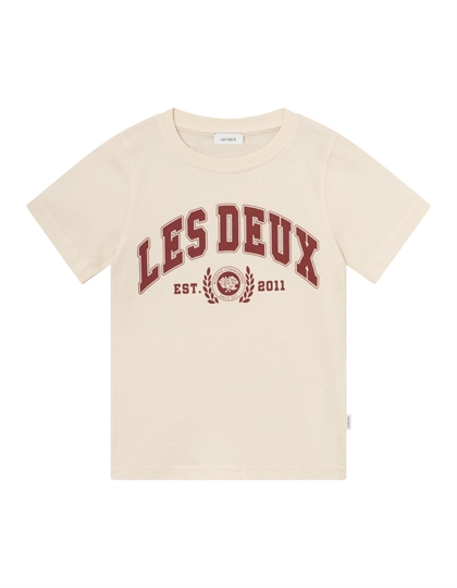 Les Deux t-shirt University - Light Ivory/Burnt red